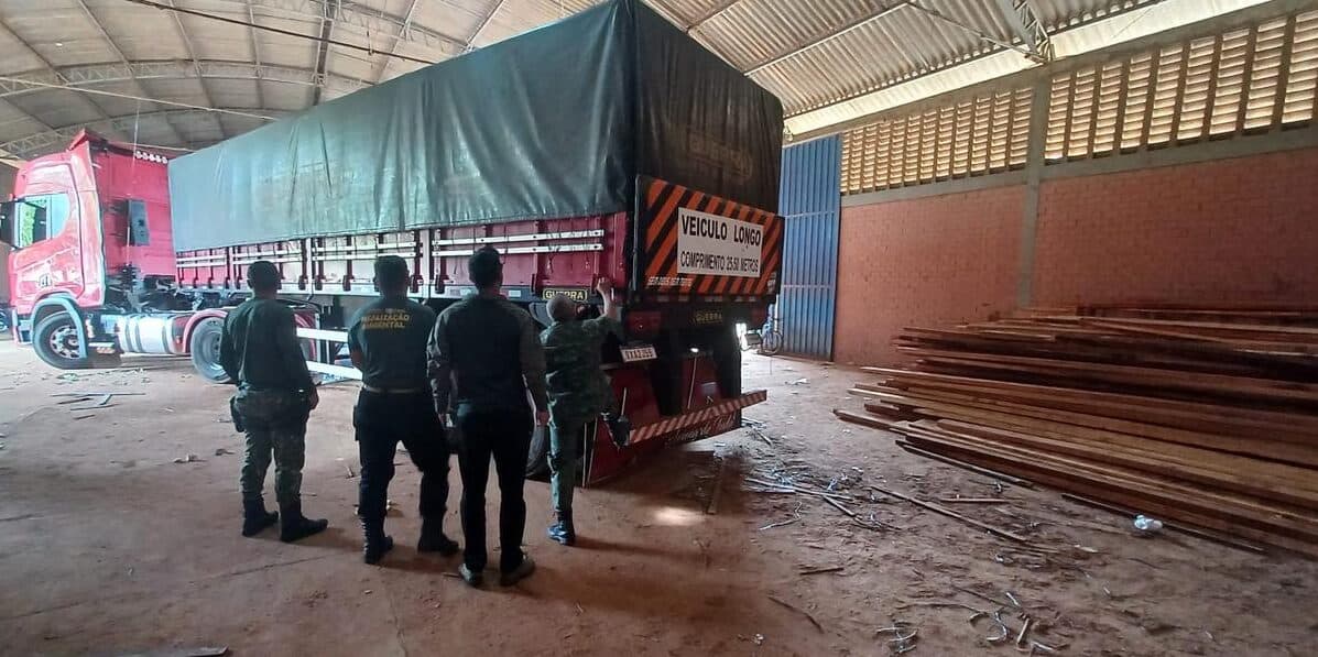 caminhão usado para transportar madeira ilegal