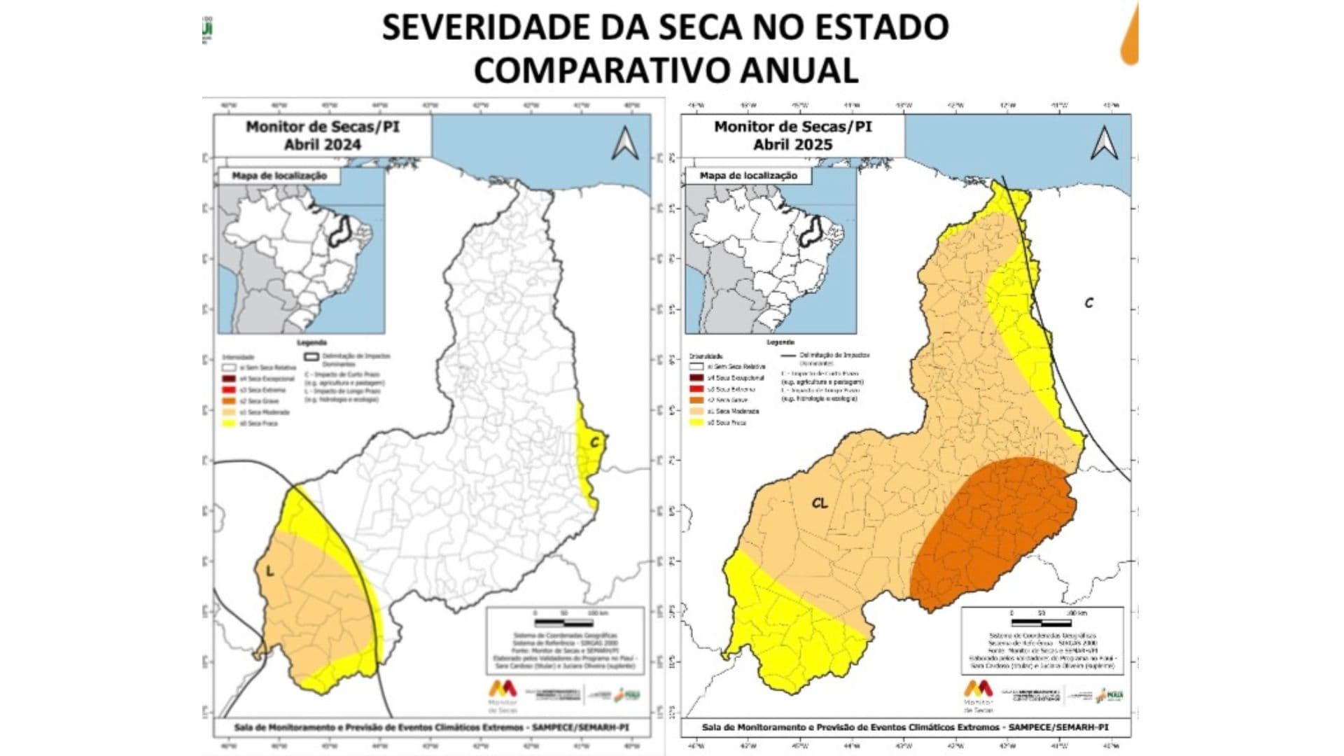 Comparativo anual da seca 2024/2025